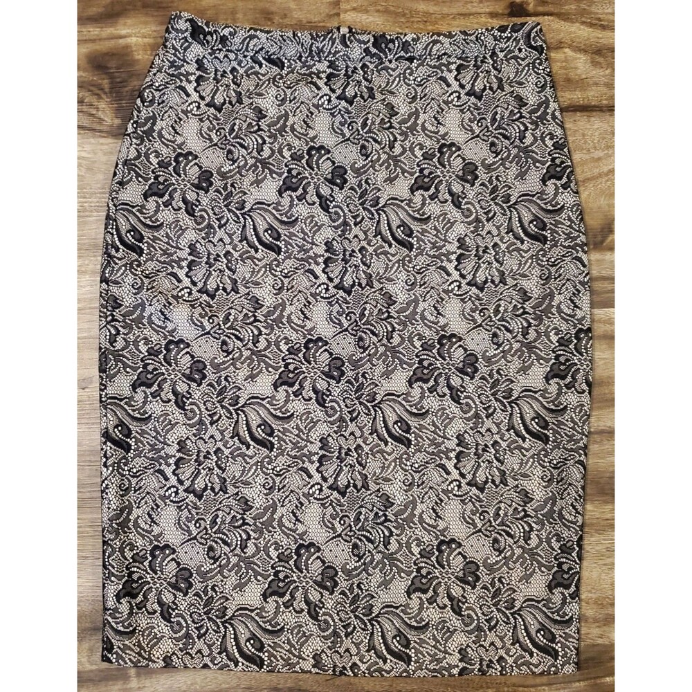 The Limited Women's Size 6 Straight Pencil Skirt Lace Gray Black Work Skirt